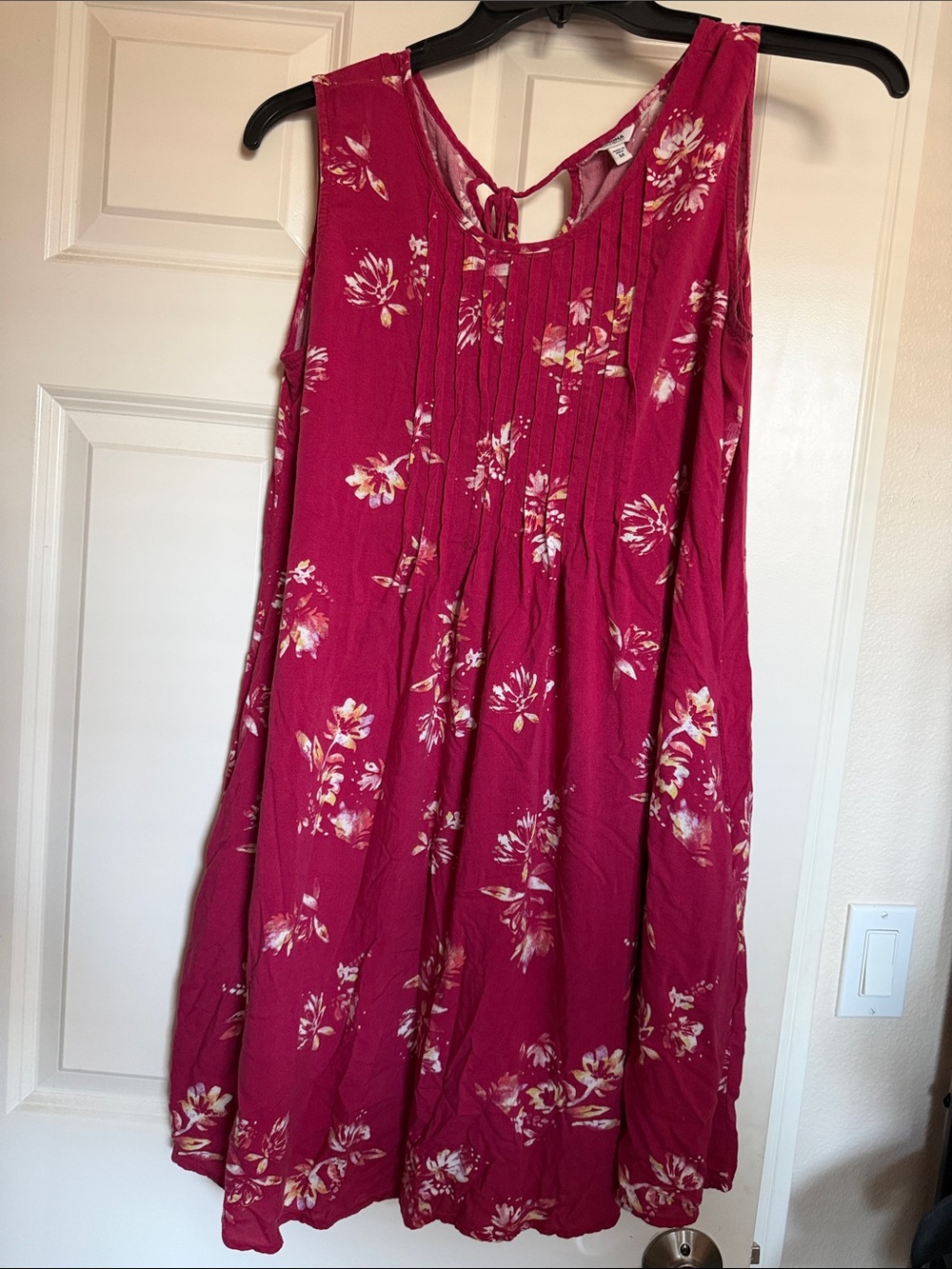 Sonoma Fuchsia Floral Sleeveless Tie-Back Dress